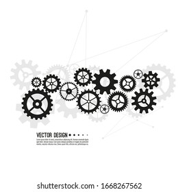 Gear wheel and cogwheel mechanism. Business concept innovation and movement. Vector illustration.