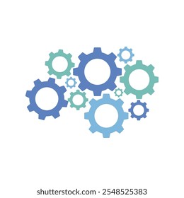 Gear wheel color vector ilustration. Machinery technology cogwheel symbol. Work setting gear wheels engine. Configuration technical rotation.