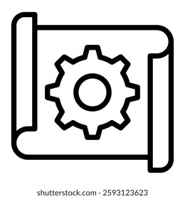 Gear Wheel Drawing Glyph Icon Design For Personal nad Commercial Use