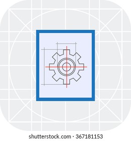 Gear wheel drawing icon