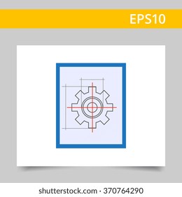 Gear wheel drawing icon