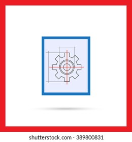 Gear wheel drawing icon