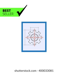 Gear wheel drawing icon