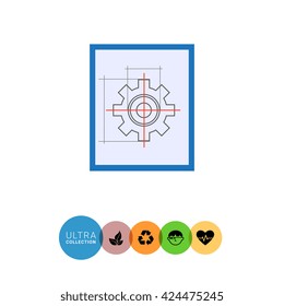 Gear wheel drawing icon