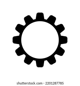 Gear wheel with empty big white circle inside. Vector illustration on white background. 