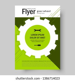 Gear wheel Flyer brochure design template cover