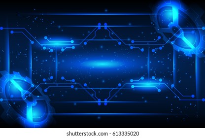 Gear wheel and Frame on space abstract technology digital background