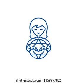 Gear wheel of the future line icon concept. Gear wheel of the future flat  vector symbol, sign, outline illustration.