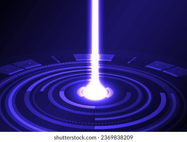 Gear wheel with glowing laser on dark background. Technology, network and digital concept. Use as background, wallpaper, wep page. Vector Illustation. EPS10