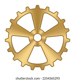 Gear wheel. Gold metal cog wheel. Industrial icon. Gear setting vector icon. Vector illustration	