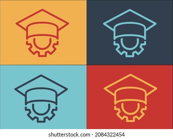 Gear Wheel Graduation Logo Template, Simple Flat Icon of symbol,gear,wheel
