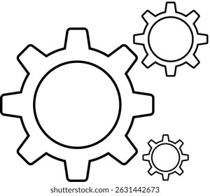 Gear wheel icon. Customisation of a gear wheel. Three gears isolated on white background. Gear wheel sign concept.	
