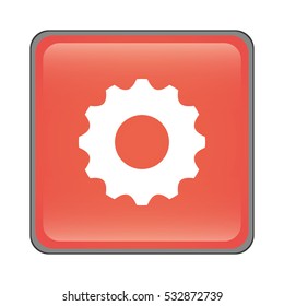 gear wheel icon inside red square over white background. vector illustration