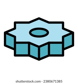 Vector de contorno del icono de la rueda del engranaje. Neumático del coche. Color plano de la aleación de neumáticos