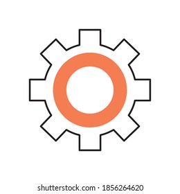 gear wheel icon over white background, half line half color style, vector illustration
