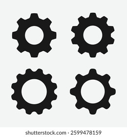 Gear Wheel Icon Set for Industry and Engineering. Settings icon silhouette.