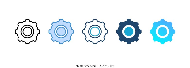 Gear Wheel icon set multiple style collection