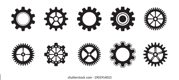 Juego de iconos de la rueda de engranajes. Colección simple de la rueda del engranaje. CogWheel. Iconos del engranaje. Vector
