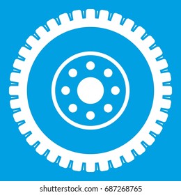 Gear wheel icon white isolated on blue background vector illustration