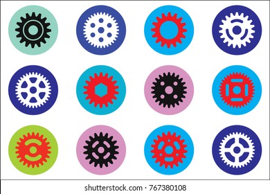 Gear wheel icons. Flat vector