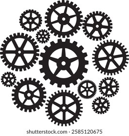 gear wheel icons on white background