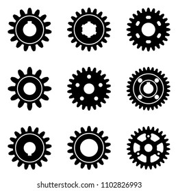 Gear wheel icons set. Flat silhouette vector