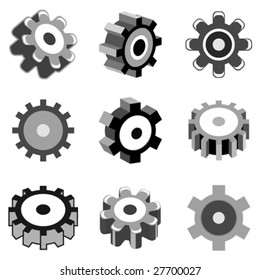 vectores de iconos de la rueda de engranajes