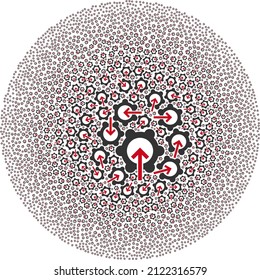 Gear wheel integration items are combined into bubble group. Gear wheel integration icon bubble mosaic. Abstract round bubble collage combined from gear wheel integration symbols.