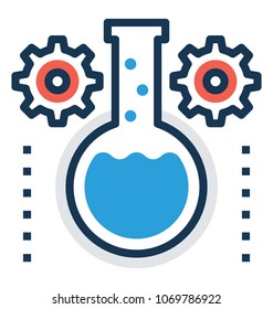 
Gear wheel and lab flask vector icon 

