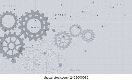 Gear wheel mechanism for machine technology concept. Mechanical and engineering concept with connecting dots lines. Vector illustration.
