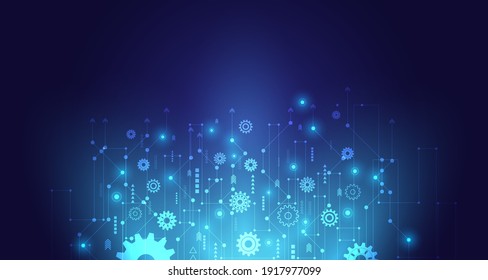Gear wheel pattern on powder circuit, electronic light line on background.EP-7.Hi-tech digital technology and engineering. Abstract technical background