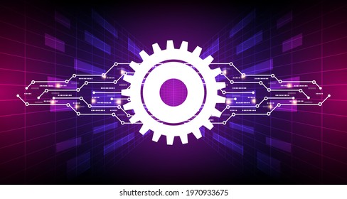 Gear wheel pattern on powder circuit, electronic light line on background.EP-16.Hi-tech communication concept innovation background vector illustration
