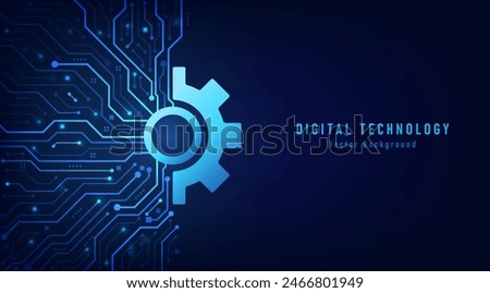 Gear wheel with printed circuit board, Digital technology abstract background. Hi-tech concept innovation. vector and illustration.