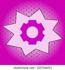 Gear wheel. Purple icon pop-art background .Vector.