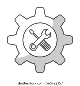 gear wheel with repairs tools icon inside over white background. vector illustration