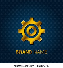 Gear Wheel Royal Golden & Blue Metallic Premium Corporate Logo / Icon