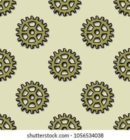 Gear wheel seamless pattern. Original design for print or digital media.
