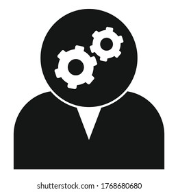 Gear wheel service center man icon. Simple illustration of gear wheel service center man vector icon for web design isolated on white background