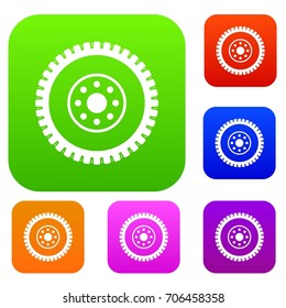 Gear wheel set icon in different colors isolated vector illustration. Premium collection