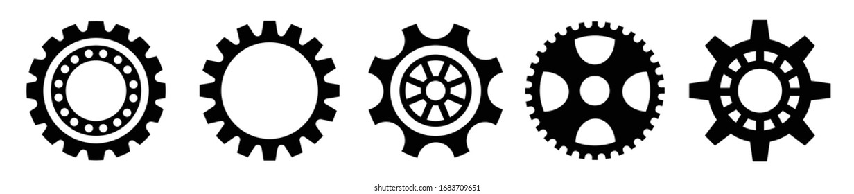 Gear wheel set. Vector. Icon set
