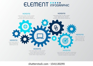 Gear wheel shape elements of graph,diagram with steps,options,processes or workflow.Business data visualization.Creative infographic template for presentation,vector illustration.