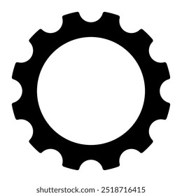 gear wheel silhouette shape, settings icon symbol, black and white vector illustration, isolated on white background