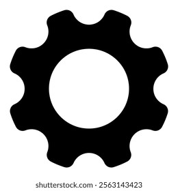 gear wheel silhouette shape, settings icon symbol, black and white vector illustration, isolated on white background
