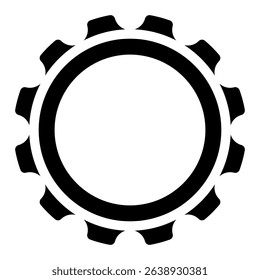 gear wheel silhouette shape, settings icon symbol, black and white vector illustration, isolated on white background