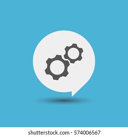 Gear wheel Speech Bubble Icon. Talk bubble service vector.