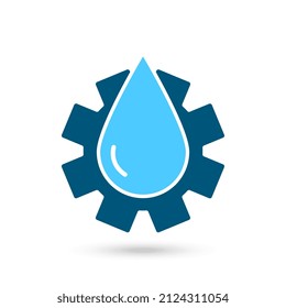 Gear wheel with water drop, eco concept.