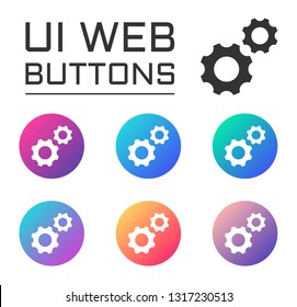 gear wheels account ui web button. ui elements. gear wheels vector icons on trendy gradients for web, mobile and user interface design