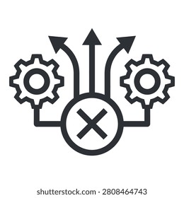 Gear wheels with arrows pointing out business process concept workflow optimization icon