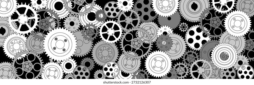 Gear wheels background. Industrial header. Vector illustration. Technology banner