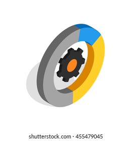 Gear wheels icon in isometric 3d style on a white background